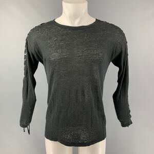 IRO Salim Size XS Black Solid Linen Long Sleeve T-shirt